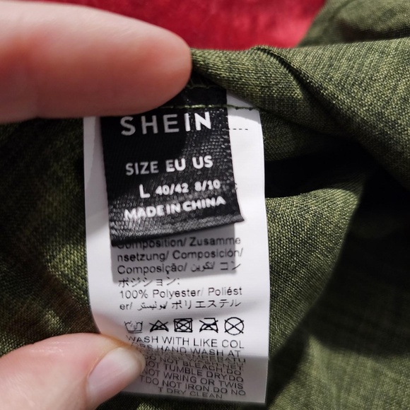 SHEIN Olive Green Strapless Peplum Tie Front Ruffle Boho Style Top Womens‎ Large - Picture 3 of 4